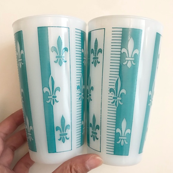 EUC Hazel Atlas Fleur De Lis 12oz High Ball Glasses Set of 6 - Picture 6 of 14